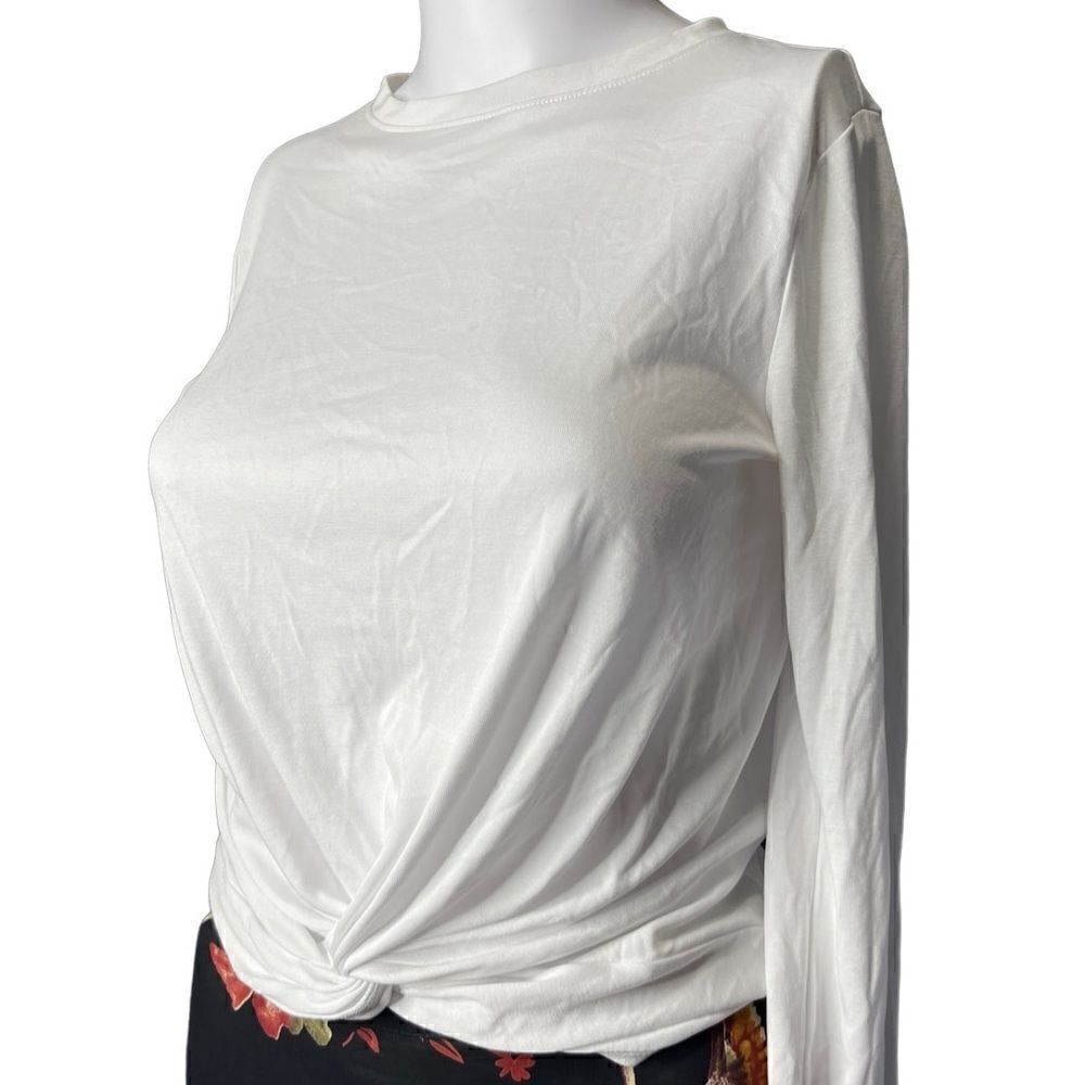 Joy Lab Front Knot Athletic Long Sleeve Shirt White Size Extra Small
